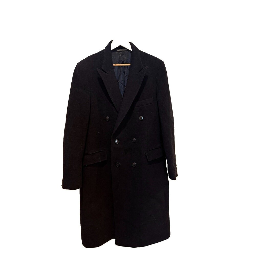 Adolfo Men’s Black Wool Cashmere Blend Overcoat Size No Size. Made  In England.